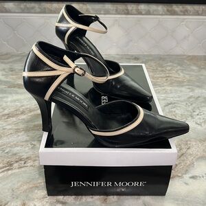 Black Leather Pointy Toe Heels